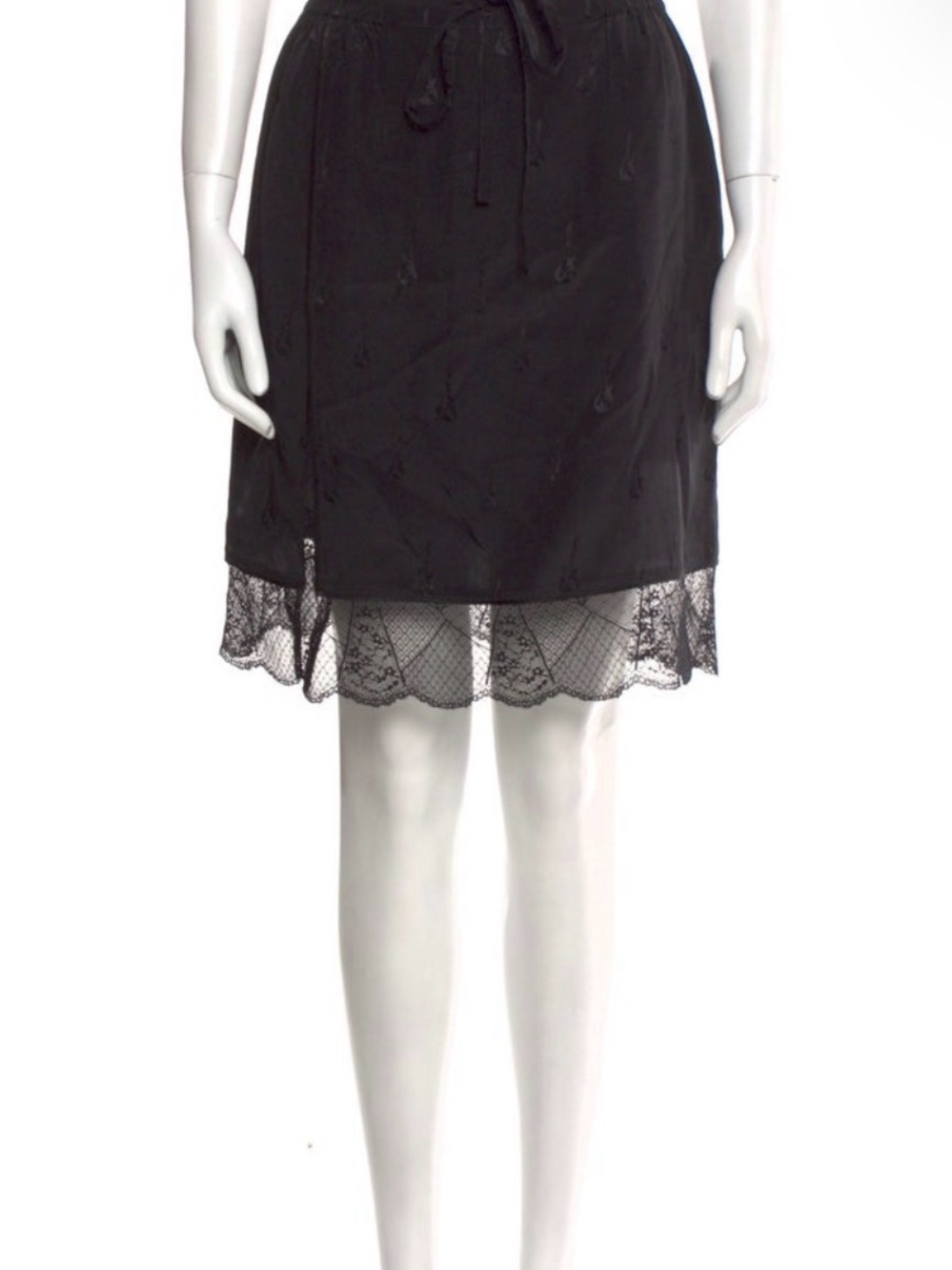 Black Lace Zadig Hem Satin Skirt